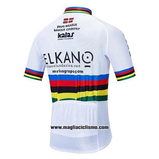 2020 Abbigliamento Ciclismo UCI Mondo Campione Euskadi Murias Bianco Manica Corta e Salopette